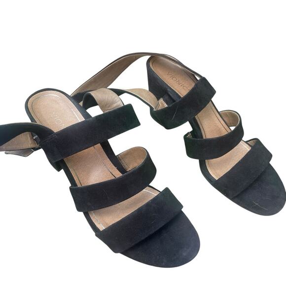 NWOT! VIONIC Blaire Heeled Black Suede Sandal - Size 10 - Picture 11 of 16